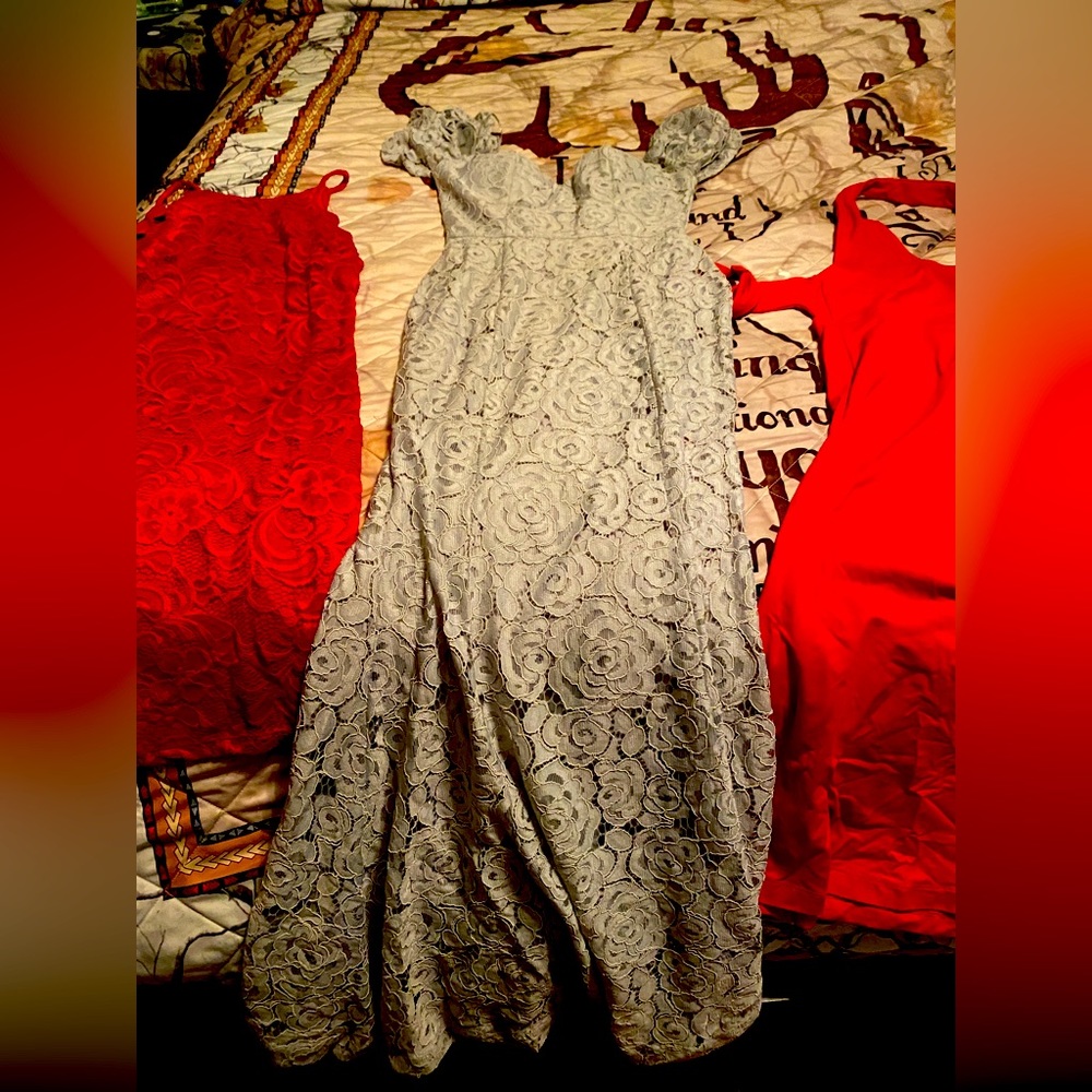Long off the shoulder lace dress